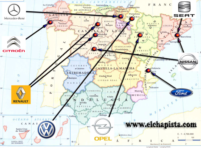 Lista de fabricas de coches en espana